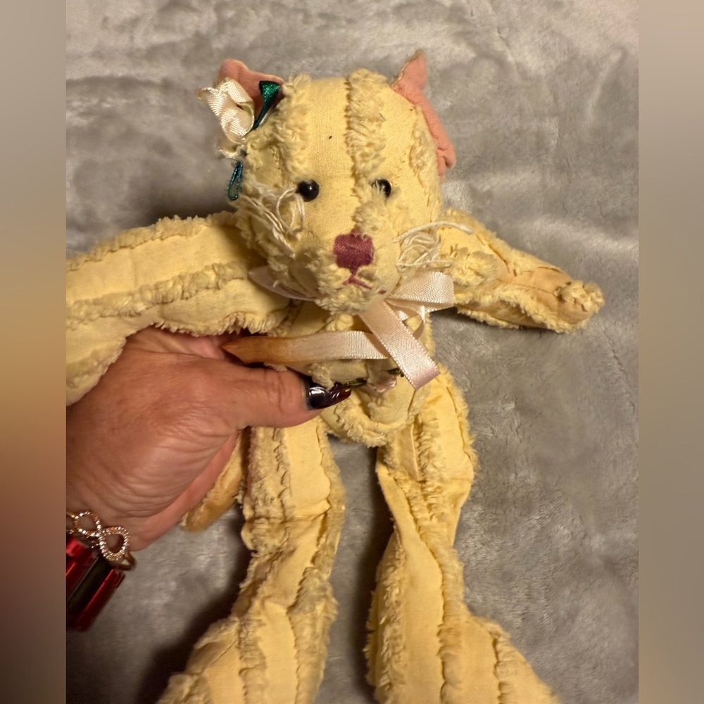 From Grandma’s Heart Plush Brown Chenille Teddy Bear w‎ Floppy Legs & Pink Nose